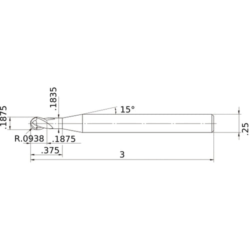 VF2SBD3/16 CARBIDE ENDMILL