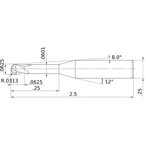 VF2XLBD1/16N4D CARBIDE ENDMILL