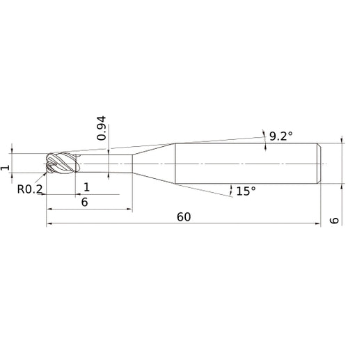 VFHVRBD0100R02N006 CARBIDE ENDMILL