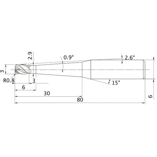 VFHVRBD030R08N030T09 CARBIDE ENDMIL