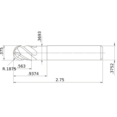 VQ4SVBD3/8 CARBIDE ENDMILL