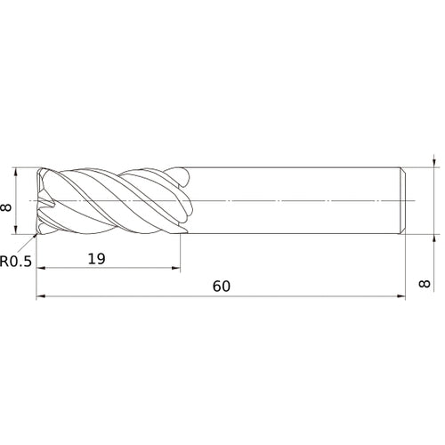 VQMHVRBD0800R050 CARBIDE ENDMILL