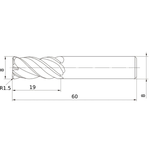 VQMHVRBD0800R150 CARBIDE ENDMILL