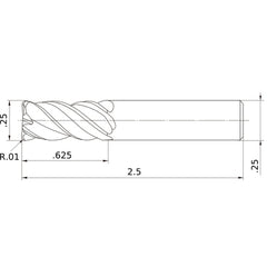 VQMHVRBD1/4R010 CARBIDE ENDMILL