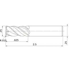 VQMHVRBD1/4R015 CARBIDE ENDMILL