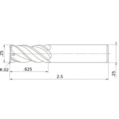 VQMHVRBD1/4R020 CARBIDE ENDMILL