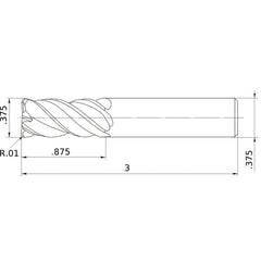 VQMHVRBD3/8R010 CARBIDE ENDMILL