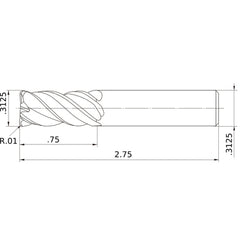 VQMHVRBD5/16R010 CARBIDE ENDMILL