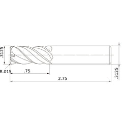 VQMHVRBD5/16R015 CARBIDE ENDMILL