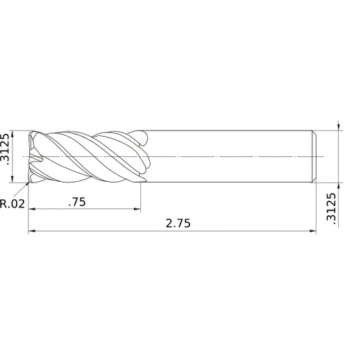 VQMHVRBD5/16R020 CARBIDE ENDMILL