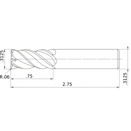 VQMHVRBD5/16R060 CARBIDE ENDMILL