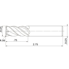 VQMHVRBD5/16R060 CARBIDE ENDMILL
