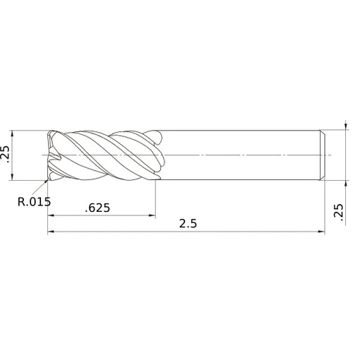 VQMHVRBFD1/4R015 CARBIDE ENDMILL