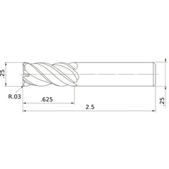 VQMHVRBFD1/4R030 CARBIDE ENDMILL