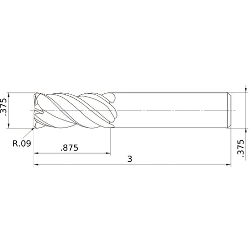VQMHVRBFD3/8R090 CARBIDE ENDMILL