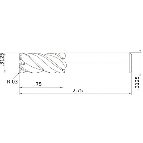 VQMHVRBFD5/16R030 CARBIDE ENDMILL