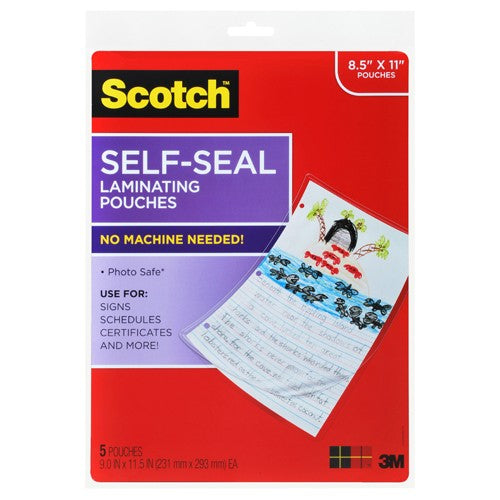 ‎Scotch Self-Sealing Laminating Pouches LS854-5G 9.0″ × 11.5″ × 0″ (231 mm × 293 mm) - Exact Tooling