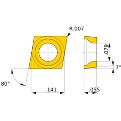 CCGT 3102 L-F MS6015, 0.008″ Corner Radius, S1 Thick, 3.57 Inscribed Circle, Turning Indexable Insert