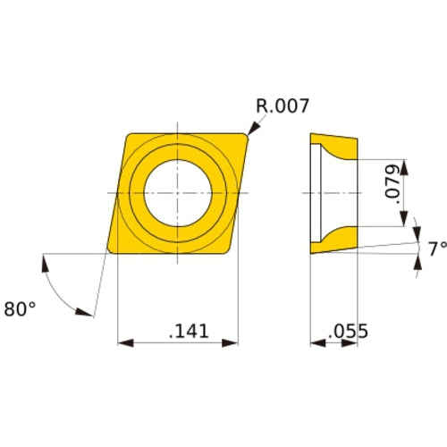 CCGT 3102 R-F MS6015, 0.008″ Corner Radius, S1 Thick, 3.57 Inscribed Circle, Turning Indexable Insert