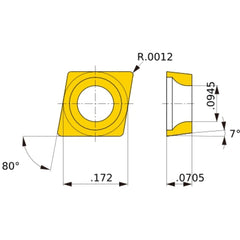 CCGT 04T0 L-F NX2525, 0.03 mm Corner Radius, 1.79 mm Thick, 4.37 mm Inscribed Circle, Turning Indexable Insert
