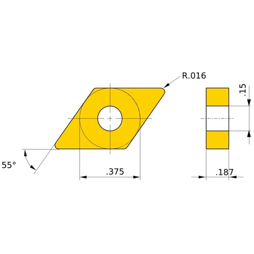DNMG 331 LP MC6035, 0.4 mm Corner Radius, 4.76 mm Thick, 9.525 mm Inscribed Circle, Turning Indexable Insert
