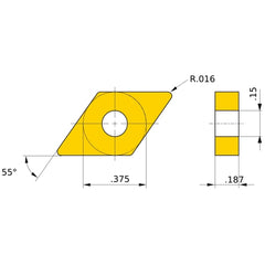 DNMG 331 LP MC6035, 0.4 mm Corner Radius, 4.76 mm Thick, 9.525 mm Inscribed Circle, Turning Indexable Insert