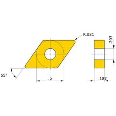 DNMG 432 GJ RT9010, 0.8 mm Corner Radius, 4.76 mm Thick, 12.7 mm Inscribed Circle, Turning Indexable Insert