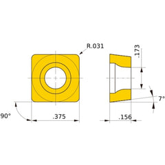 SCMT 32.52 standard UTi20T, 1/32″ Corner Radius, 5/32″ Thick, 3/8″ Inscribed Circle, Turning Indexable Insert