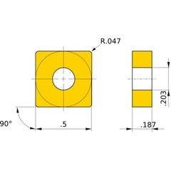 SNGA 433 flat_top MBS140, 1.2 mm Corner Radius, 4.76 mm Thick, 12.7 mm Inscribed Circle, Turning Indexable Insert