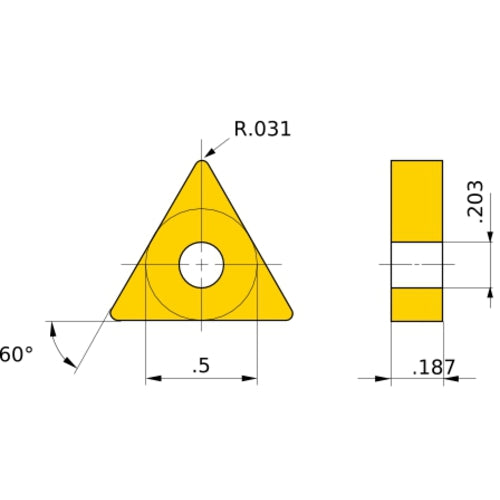 TNMA 432 flat_top HTi10, 0.8 mm Corner Radius, 4.76 mm Thick, 12.7 mm Inscribed Circle, Turning Indexable Insert