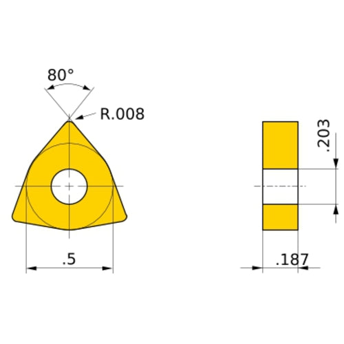 WNMG 430.5 LS MT9015, 0.2 Corner Radius, 3/16″ Thick, 1/2″ Inscribed Circle, Turning Indexable Insert