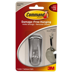 Command Accent Hook 17071BN-ES Medium Brushed Nickel 1 Medium Hook 2 Medium Strips - Exact Tooling