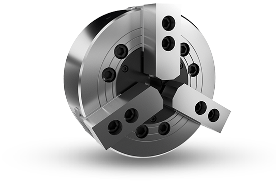 Auto Strong VA Series 3-jaw wedge type non through-hole power chuck (adapter included) - Part # V-206A4 - Exact Tooling