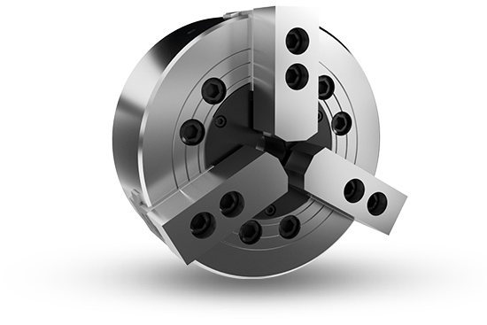 Auto Strong VA Series 3-jaw wedge type non through-hole power chuck (adapter included) - Part # V-218A11 - Exact Tooling