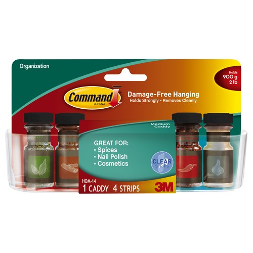 Command Clear Medium Caddy with Clear Strips HOM14CLR-ES - Exact Tooling