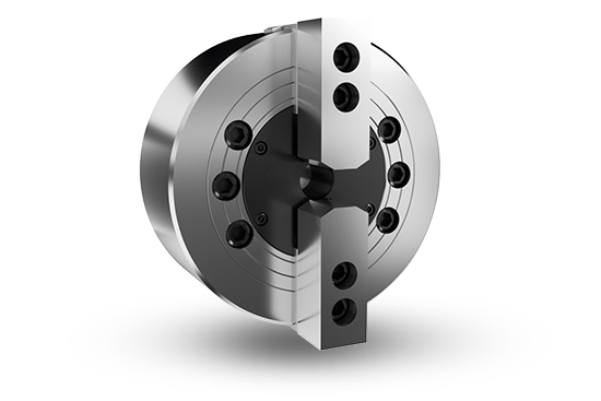 Auto Strong VT Series 2-jaw and 4-jaw wedge type non through-hole power chuck (adapter excluded) - Part # VT-212 - Exact Tooling