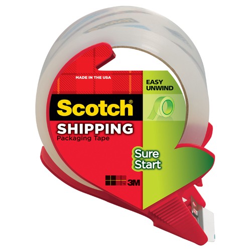 Scotch Sure Start Shipping Packaging Tape with dispenser 3450S-RD 1.88″ × 38.2 yd (48 mm × 35 m) - Exact Tooling