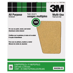 3M Pro-Pak Aluminum Oxide Sheets for Paint and Rust Removal 9″ × 11″ 120 grit Open Stock - Exact Tooling