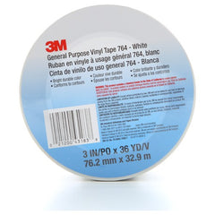 3M General Purpose Vinyl Tape 764 White 3″ × 36 yd 5 mil Individually Wrapped Conveniently Packaged - Exact Tooling