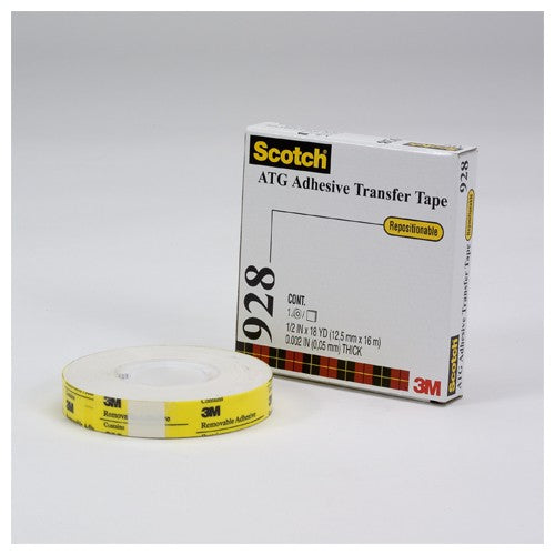Scotch ATG Repositionable Double Coated Tissue Tape 928 Translucent White 3/4″ × 36 yd 2 mi - Exact Tooling